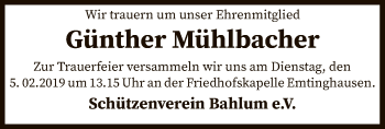 Traueranzeige von Günther Mühlbacher von SYK