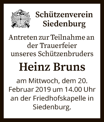 Traueranzeige von Heinz Bruns von SYK
