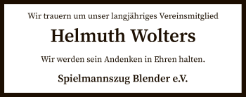 Traueranzeige von Helmuth Wolters von SYK