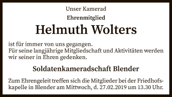 Traueranzeige von Helmuth Wolters von SYK