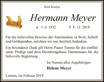 Traueranzeige von Hermann Meyer von SYK