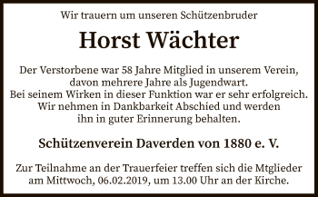 Traueranzeige von Horst Wächter von SYK