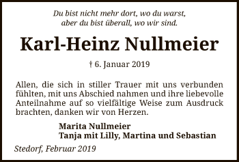 Traueranzeige von Karl-Heinz Nullmeier von SYK