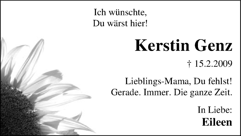  Traueranzeige für Kerstin Genz vom 15.02.2019 aus SYK