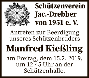 Traueranzeige von Manfred Kießling von SYK