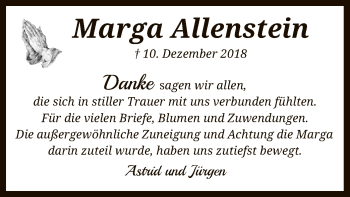 Traueranzeige von Marga Allenstein von SYK