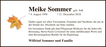 Traueranzeige von Meike Sommer von SYK