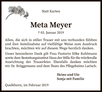 Traueranzeige von Meta Meyer von SYK