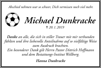 Traueranzeige von Michael Dunkracke von SYK