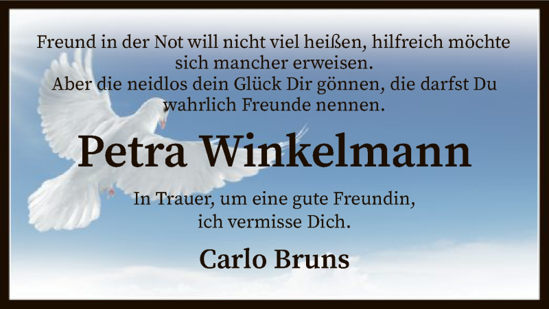  Traueranzeige für Petra Winkelmann vom 27.02.2019 aus SYK