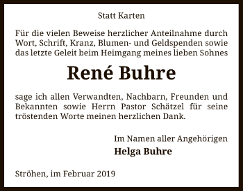 Traueranzeige von René Buhre von SYK