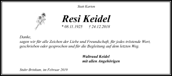 Traueranzeige von Resi Keidel von SYK