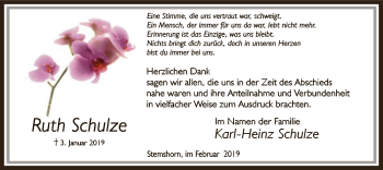 Traueranzeige von Ruth Schulze von SYK