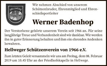 Traueranzeige von Werner Badenhop von SYK