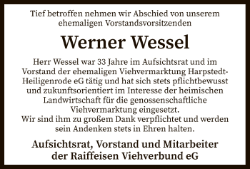 Traueranzeige von Werner Wessel von SYK