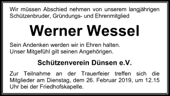 Traueranzeige von Werner Wessel von SYK