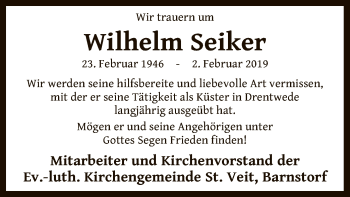 Traueranzeige von Wilhelm Seiker von SYK