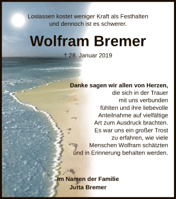 Traueranzeige von Wolfram Bremer von SYK