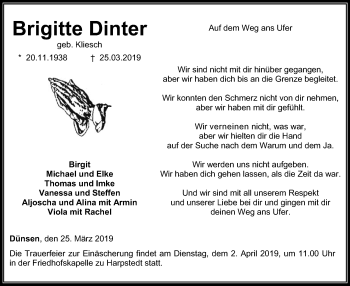 Traueranzeige von Brigitte Dinter von SYK