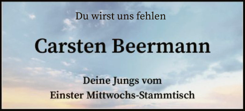  Traueranzeige für Carsten Beermann vom 04.03.2019 aus SYK