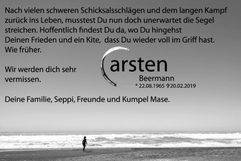  Traueranzeige für Carsten Beermann vom 02.03.2019 aus SYK
