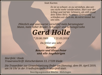 Traueranzeige von Gerd Holle von SYK