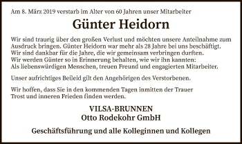 Traueranzeige von Günter Heidorn von SYK