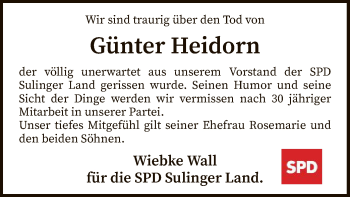 Traueranzeige von Günter Heidorn von SYK