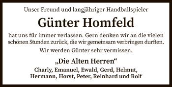 Traueranzeige von Günter Hornfeld von SYK