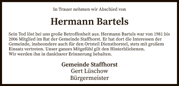 Traueranzeige von Hermann Bartels von SYK