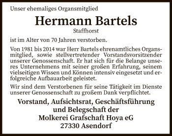 Traueranzeige von Hermann Bartels von SYK