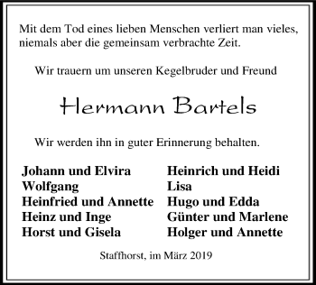 Traueranzeige von Hermann Bartels von SYK