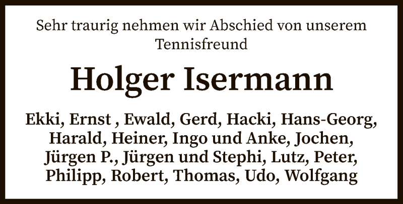  Traueranzeige für Holger Isermann vom 09.03.2019 aus SYK