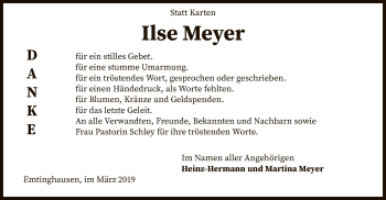 Traueranzeige von Ilse Meyer von SYK