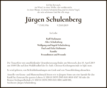 Traueranzeige von Jürgen Schulenberg von SYK