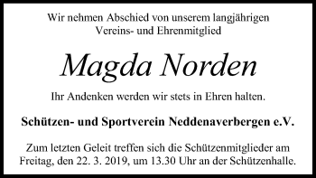 Traueranzeige von Magda Norden von SYK