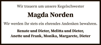 Traueranzeige von Magda Norden von SYK