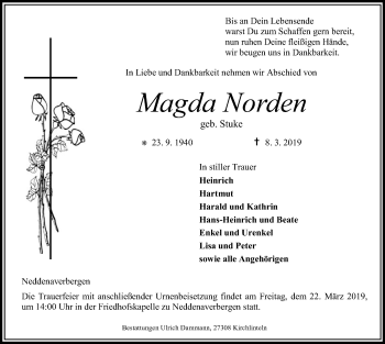 Traueranzeige von Magda Norden von SYK