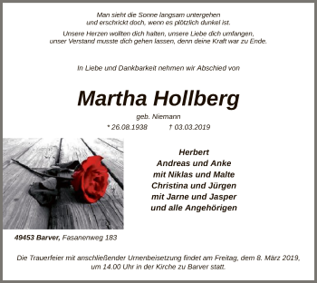 Traueranzeige von Martha Hollberg von SYK