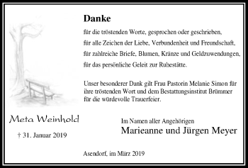 Traueranzeige von Meta Weinhold von SYK