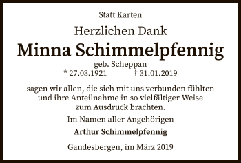 Traueranzeige von Minna Schimmelpfennig von SYK