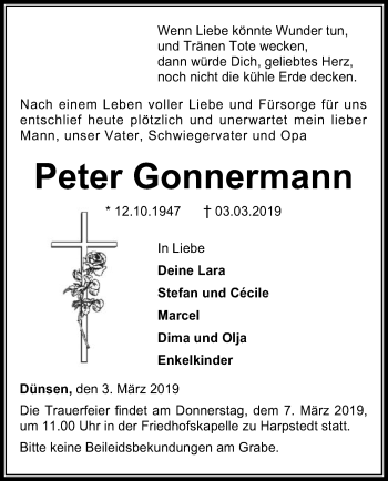 Traueranzeige von Peter Gonnermann von SYK