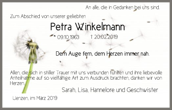 Traueranzeige von Petra Winkelmann von SYK