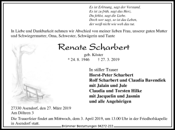 Traueranzeige von Renate Scharbert von SYK