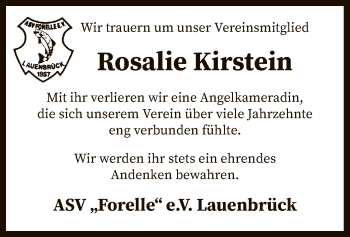 Traueranzeige von Rosalie Kirstein von SYK