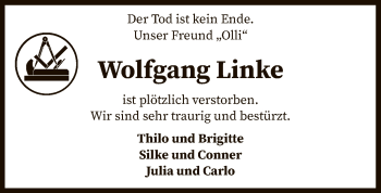 Traueranzeige von Wolfgang Linke von SYK