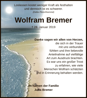 Traueranzeige von Wolfram Bremer von SYK