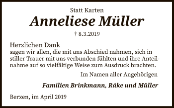 Traueranzeige von Anneliese Müller von SYK