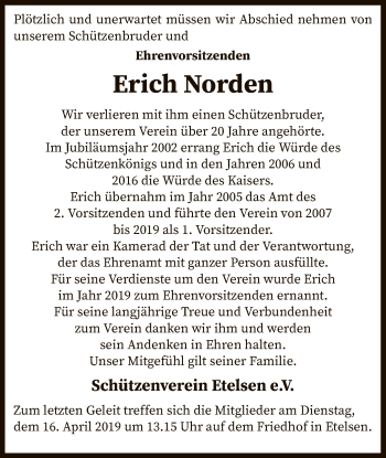 Traueranzeige von Erich Norden von SYK