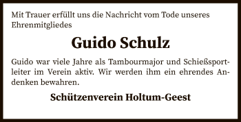 Traueranzeige von Guido Schulz von SYK